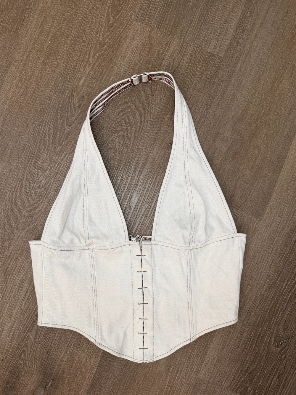 WHITE FOX BOUTIQUE Secret Identity Corset Halter Top Hook & Eye Front | Size L